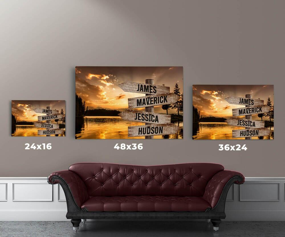 Lake Up North - Multiple Name Canvas Personalized - Color