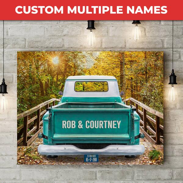 Custom Vintage Truck Personalized Canvas Print with Names