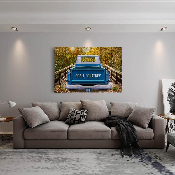 Custom Vintage Truck Personalized Canvas Print with Names