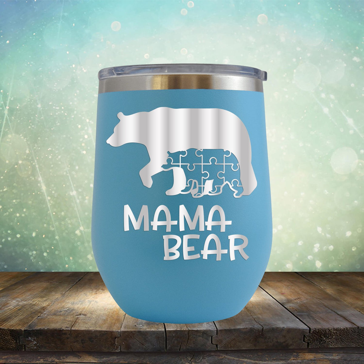 Autism Mama Bear and Cub - Wine Tumbler