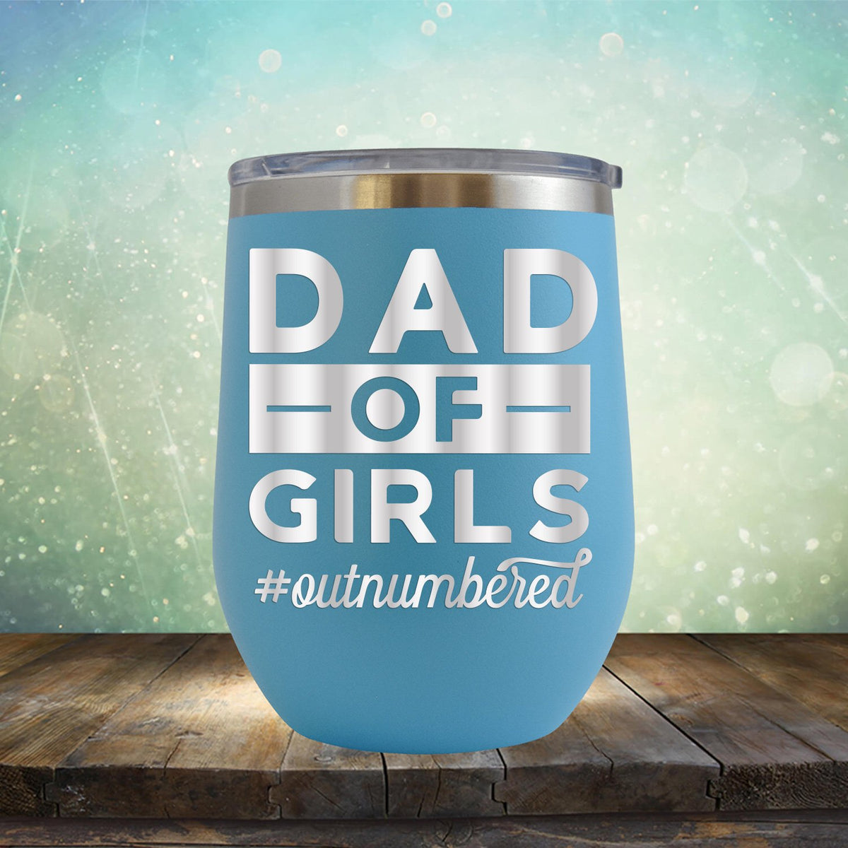 Dad Of Girls Outnumbered - Stemless Wine Cup