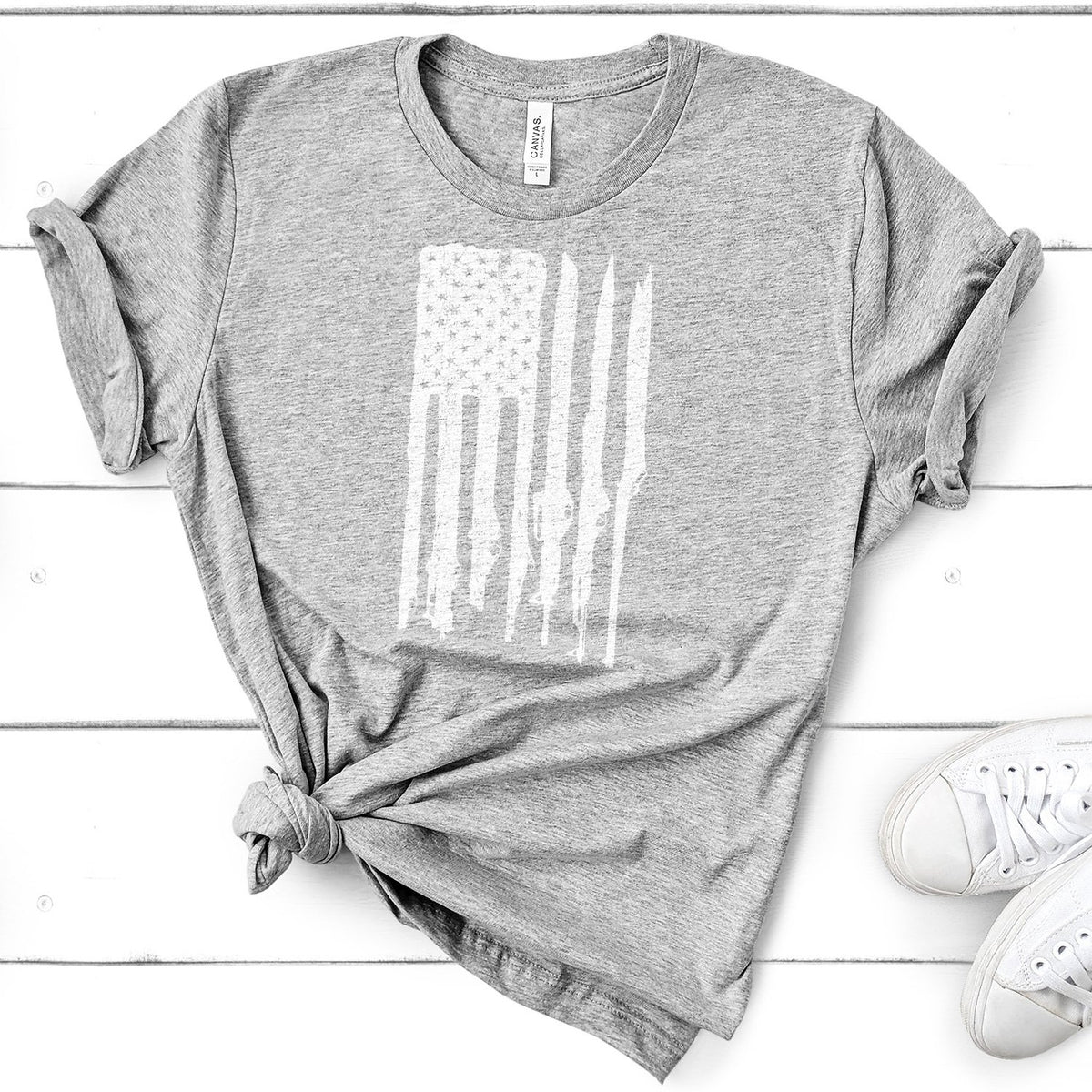 American Flag with Guns - Short Sleeve Tee Shirt
