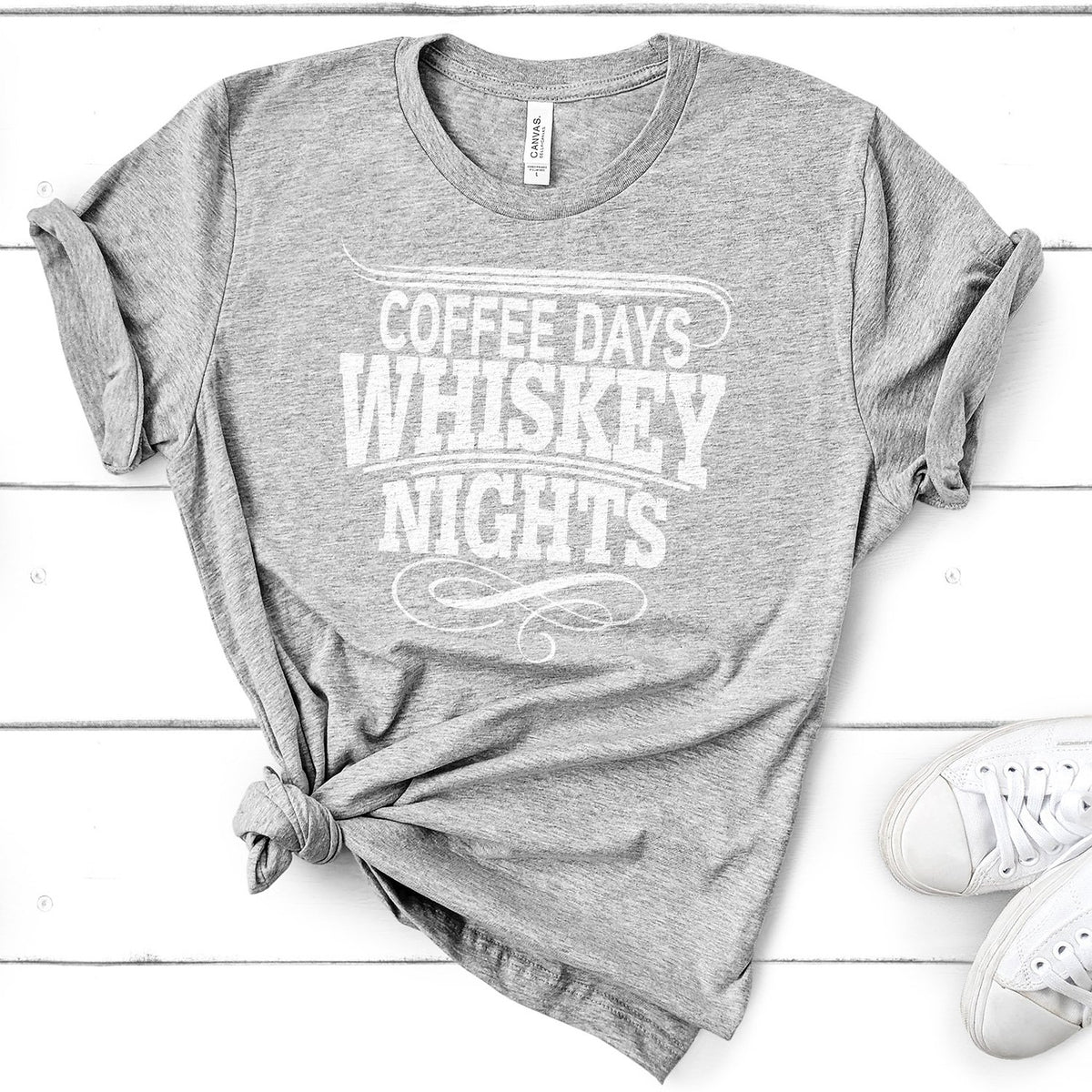 Coffee Days Whiskey Nights - Short Sleeve Tee Shirt