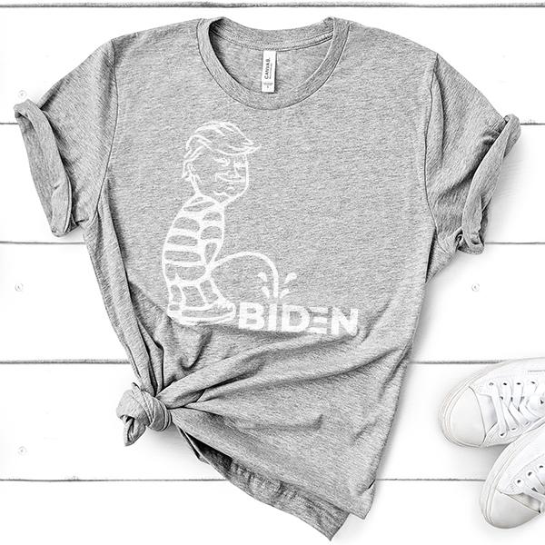 Trump Peeing On Biden - Short Sleeve Tee Shirt