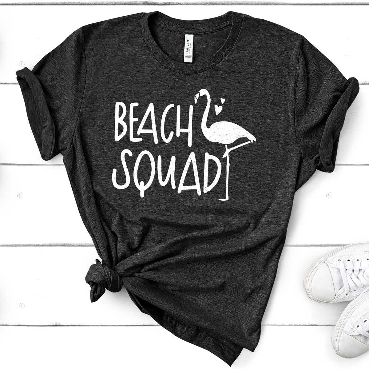 Beach Squad with Swan - Short Sleeve Tee Shirt
