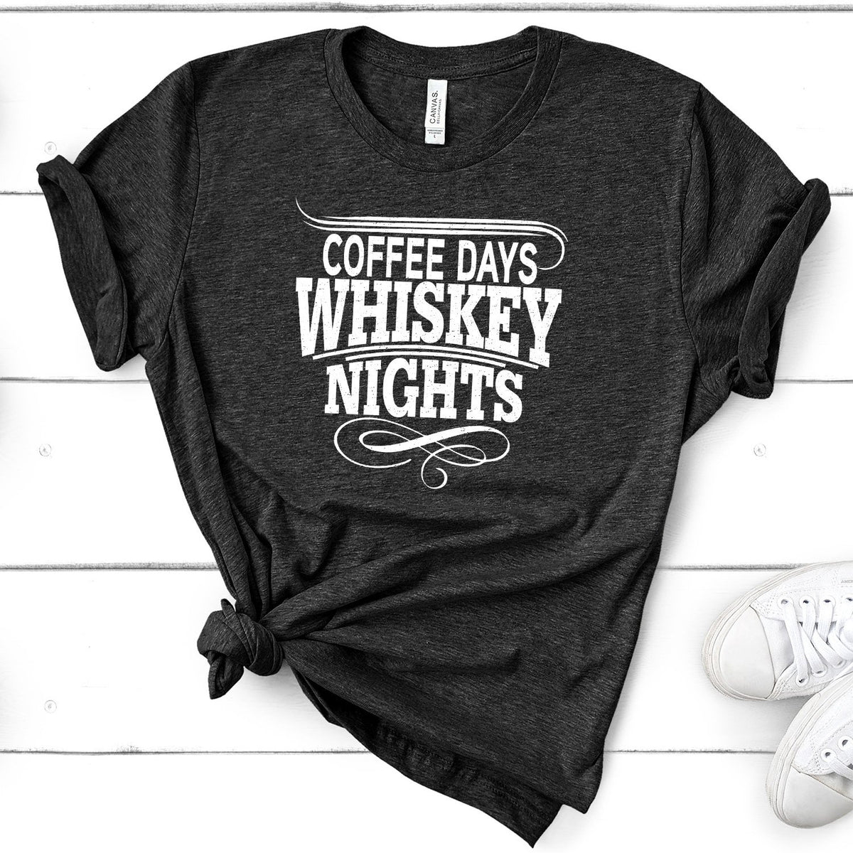 Coffee Days Whiskey Nights - Short Sleeve Tee Shirt