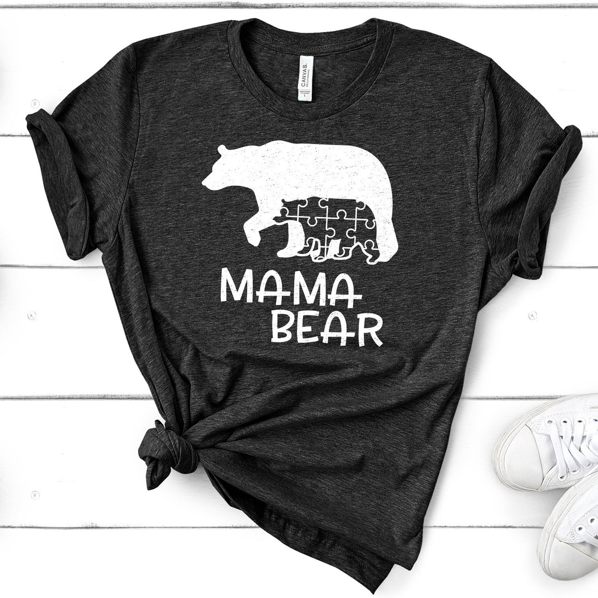 Autism Mama Bear and Cub - Short Sleeve Tee Shirt