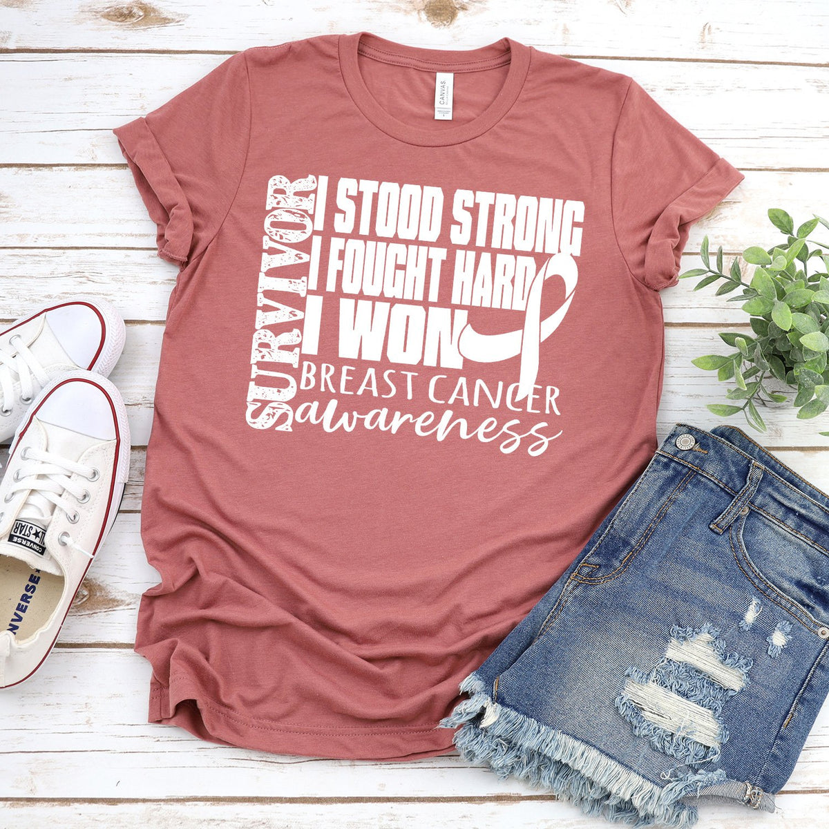 I Stood Strong I Fought Hard I Won - Short Sleeve Tee Shirt