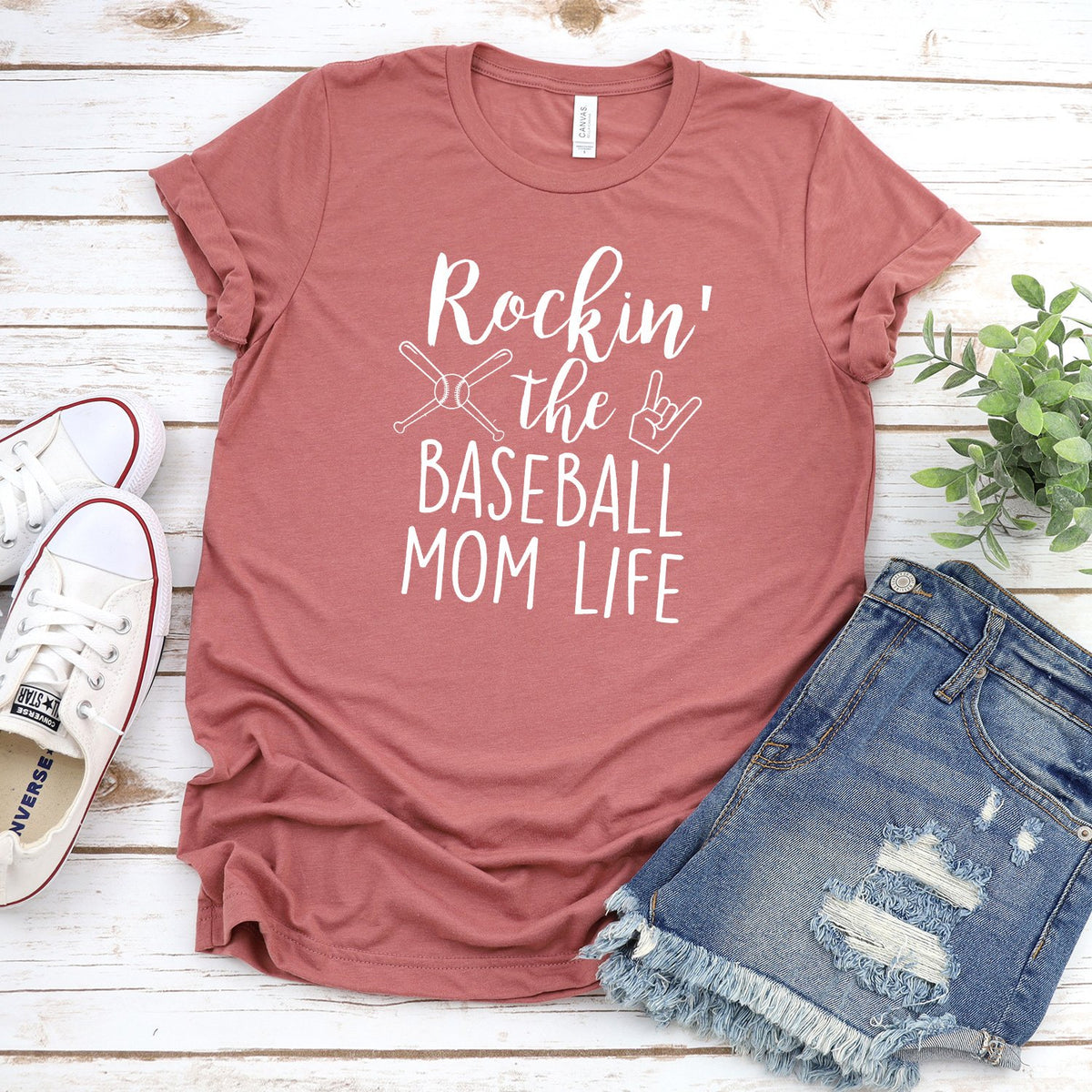 Rockin&#39; The Baseball Mom Life - Short Sleeve Tee Shirt