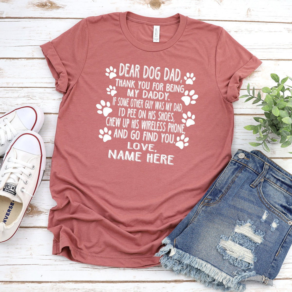 Dear Dog Dad Thank You For Being My Daddy - Short Sleeve Tee Shirt