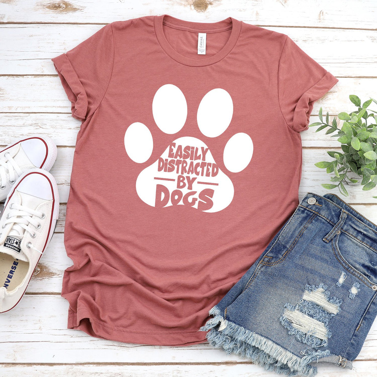 Easily Distracted By Dogs - Short Sleeve Tee Shirt