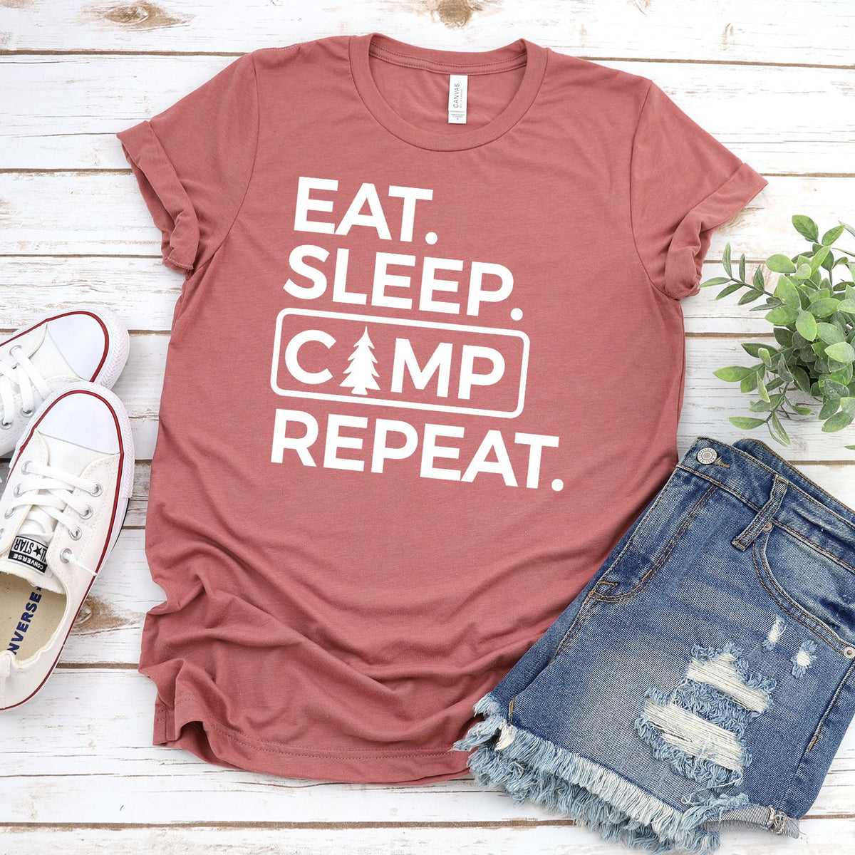 Eat Sleep Camp Repeat - Short Sleeve Tee Shirt