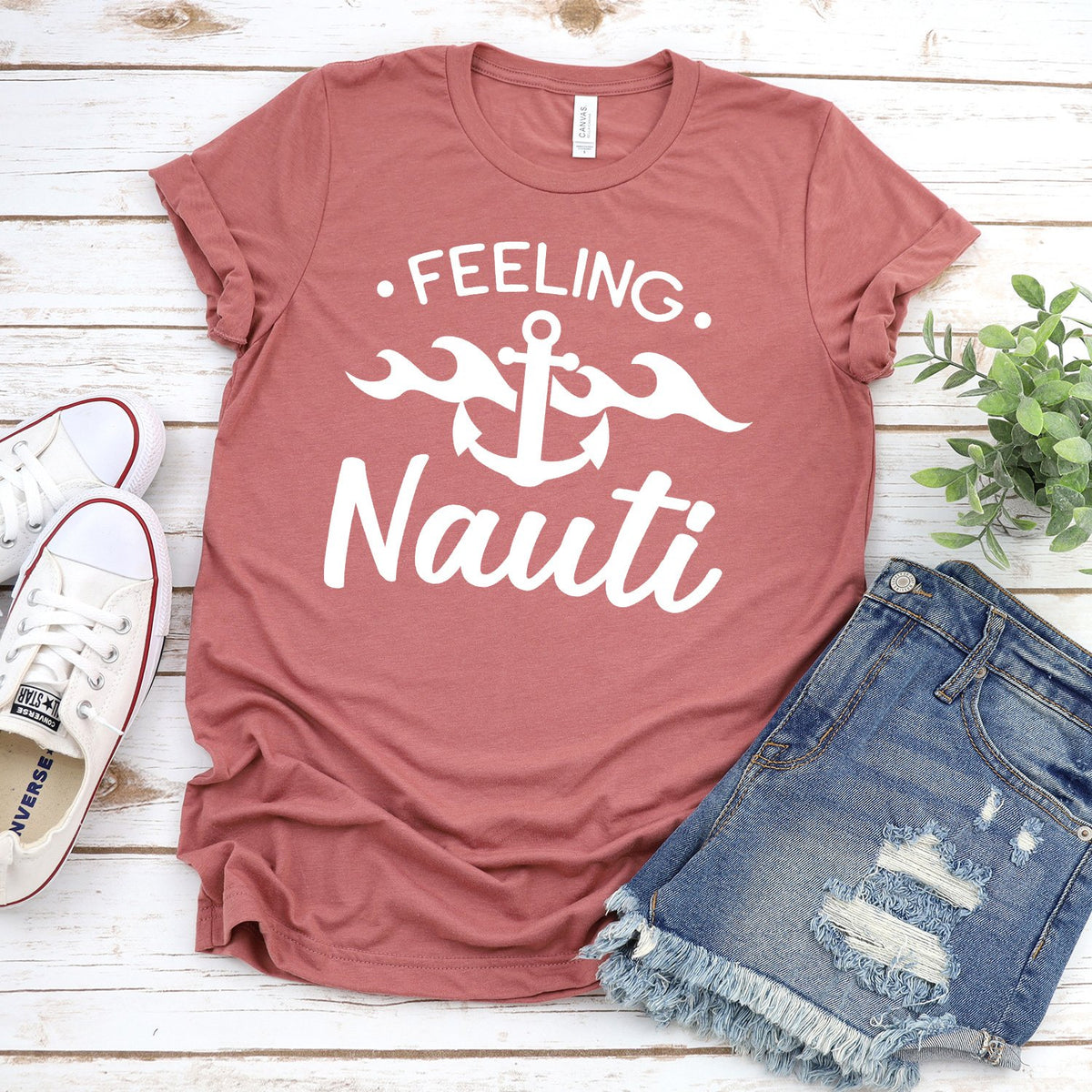 Feeling Nauti with Anchor - Short Sleeve Tee Shirt