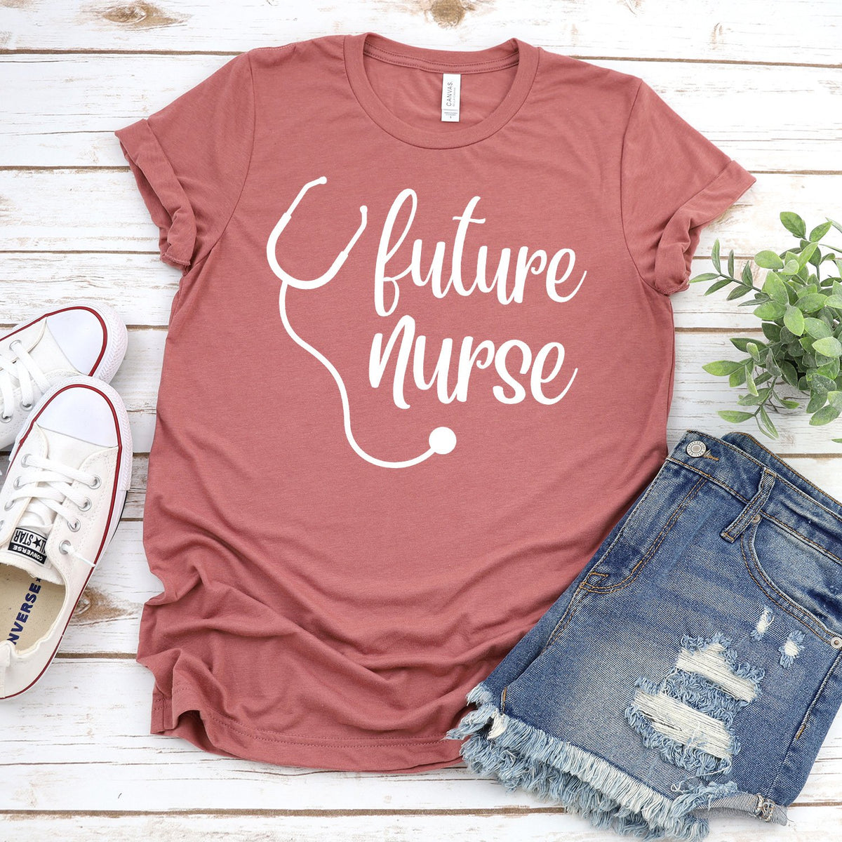 Future Nurse with Stethoscope - Short Sleeve Tee Shirt