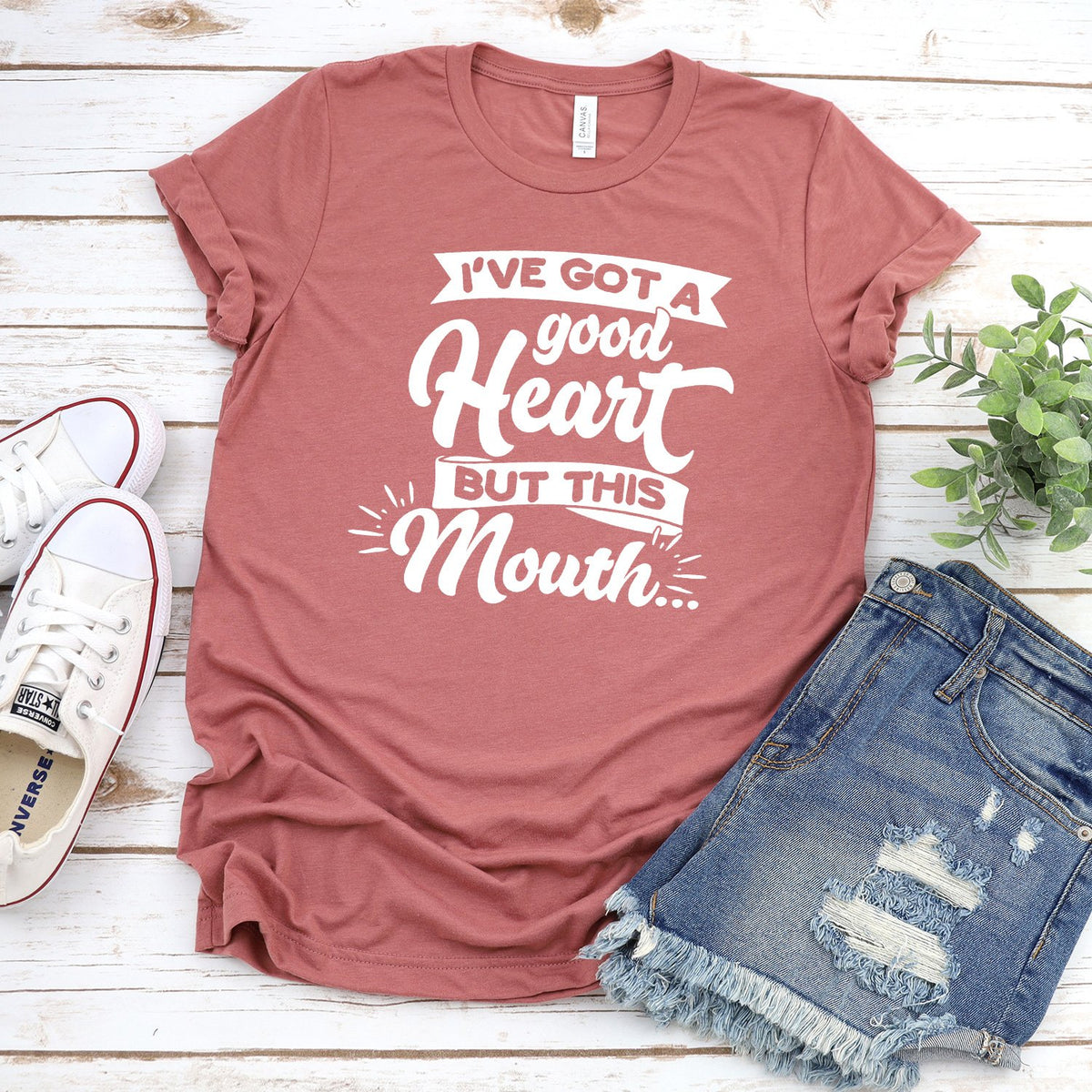 I&#39;ve Got A Good Heart But This Mouth - Short Sleeve Tee Shirt