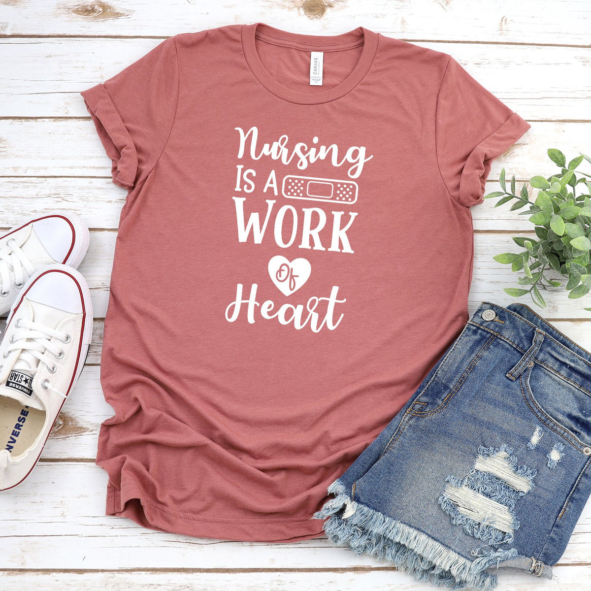 Nursing is A Work of Heart - Short Sleeve Tee Shirt