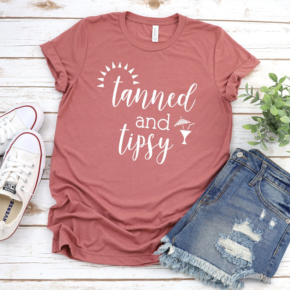 Tanned and Tipsy - Short Sleeve Tee Shirt