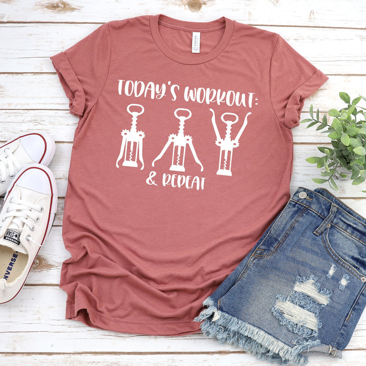 Today&#39;s Workout: Wine &amp; Repeat - Short Sleeve Tee Shirt