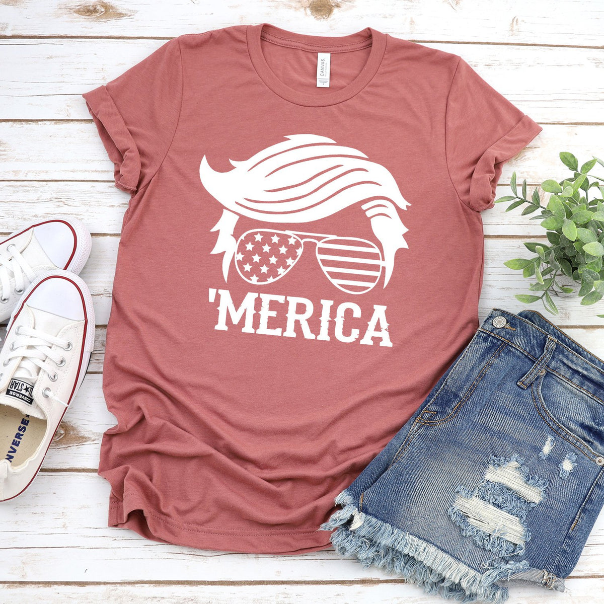 Trump Merica Glasses - Short Sleeve Tee Shirt