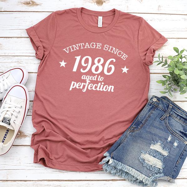 Vintage Since 1986 Aged to Perfection 35 Years Old - Short Sleeve Tee Shirt