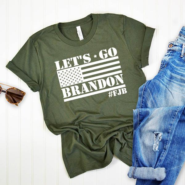 Let&#39;s Go Brandon American Flag - Short Sleeve Tee Shirt