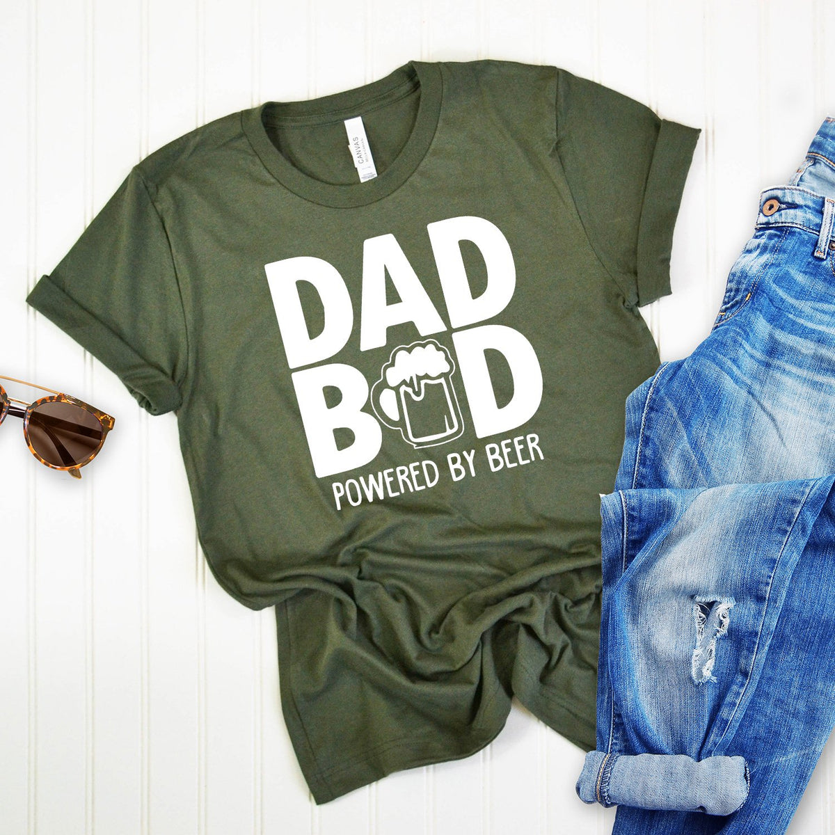 Dad Bod Powered By Beer - Short Sleeve Tee Shirt