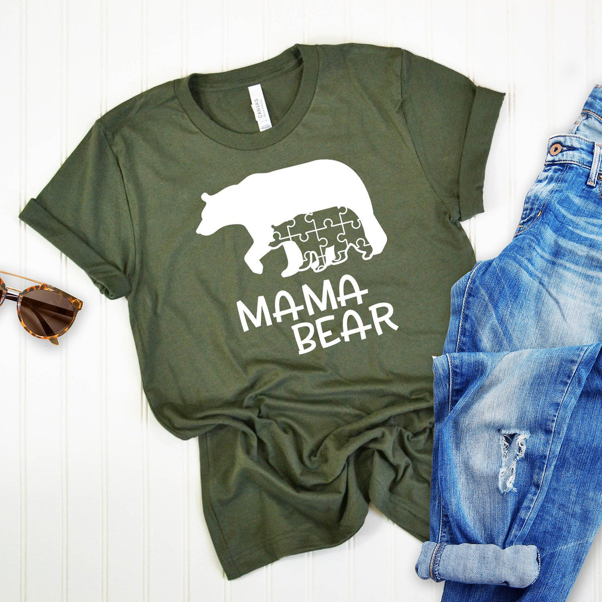Autism Mama Bear and Cub - Short Sleeve Tee Shirt