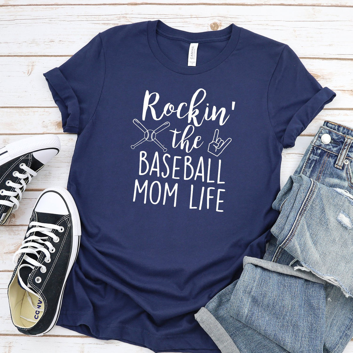 Rockin&#39; The Baseball Mom Life - Short Sleeve Tee Shirt