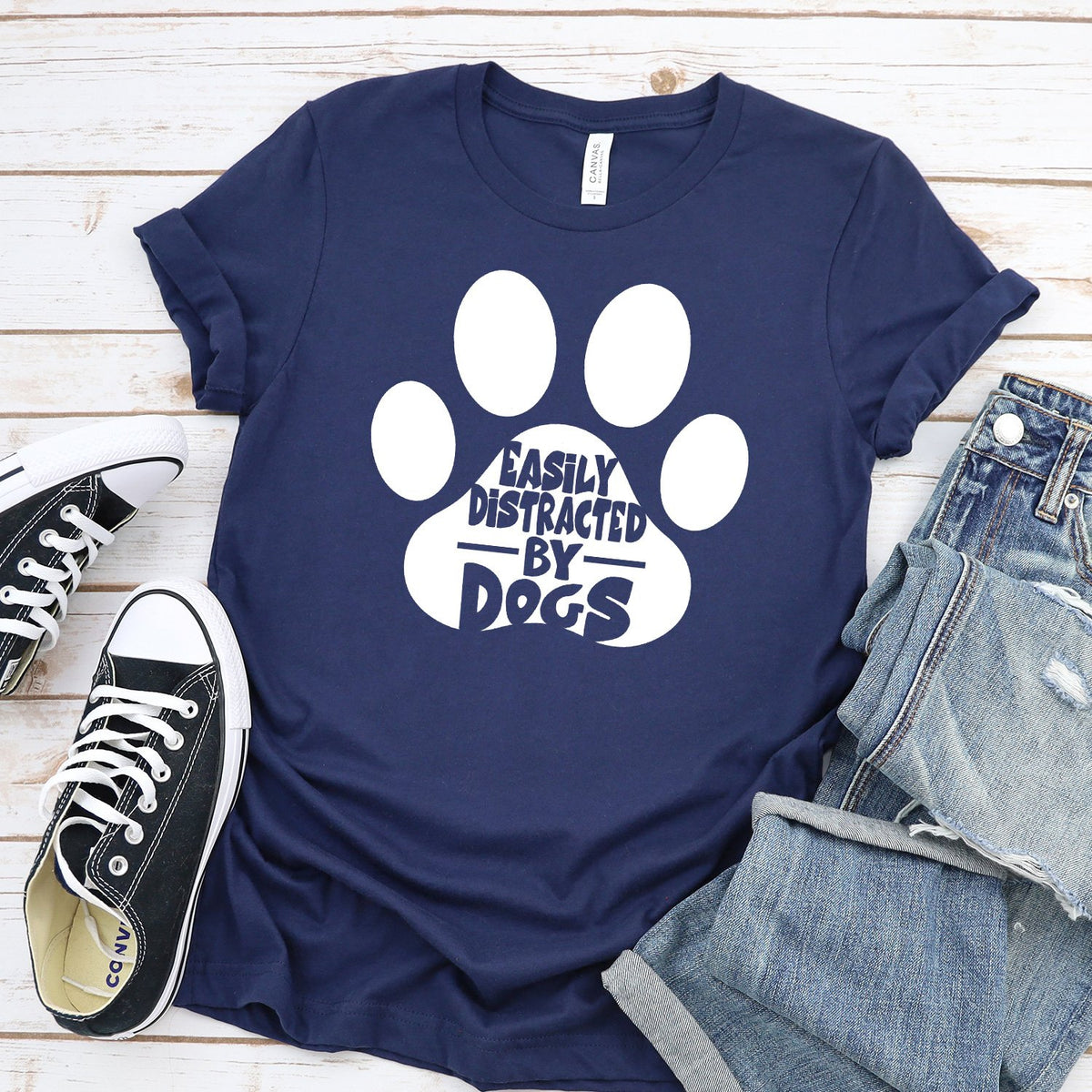 Easily Distracted By Dogs - Short Sleeve Tee Shirt