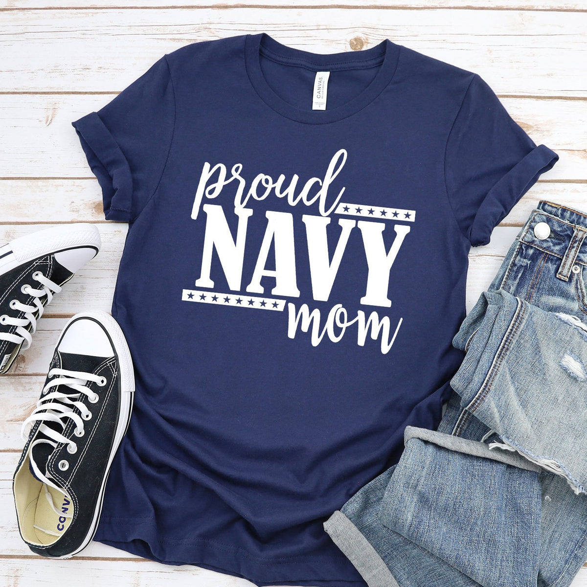 Proud Navy Mom - Short Sleeve Tee Shirt