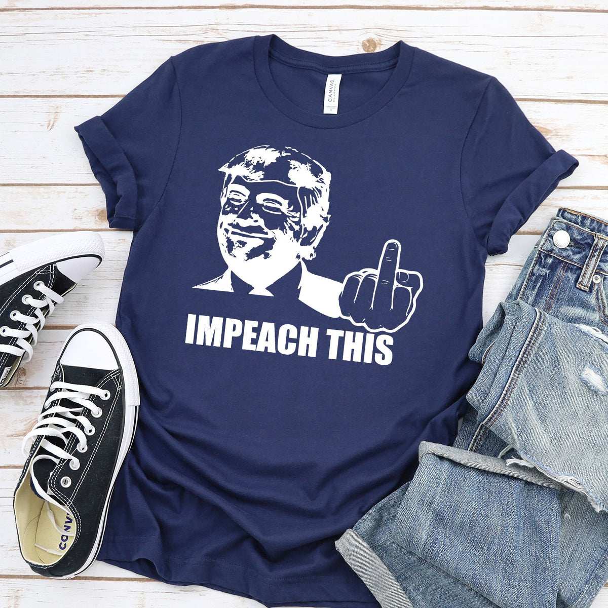 Trump Impeach This Middle Finger - Short Sleeve Tee Shirt