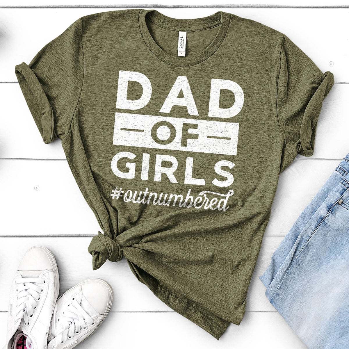 Dad Of Girls Outnumbered - Short Sleeve Tee Shirt