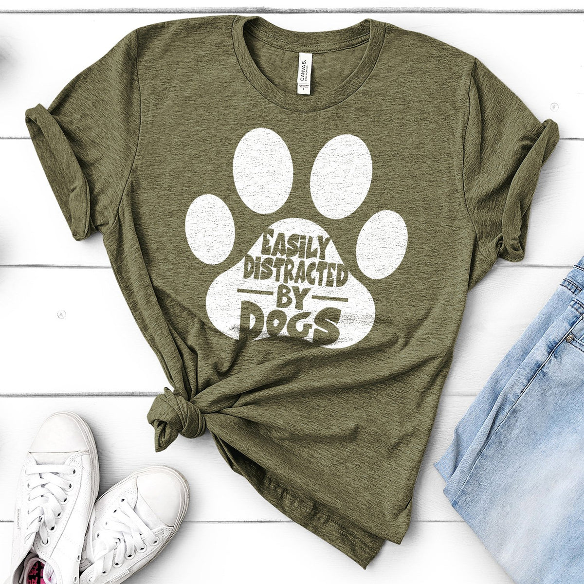 Easily Distracted By Dogs - Short Sleeve Tee Shirt