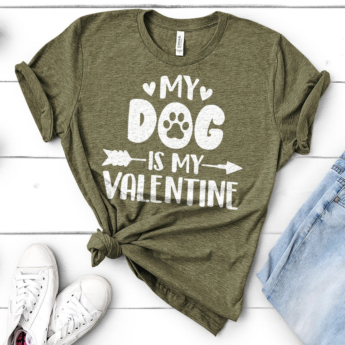 My Dog Is My Valentine - Short Sleeve Tee Shirt