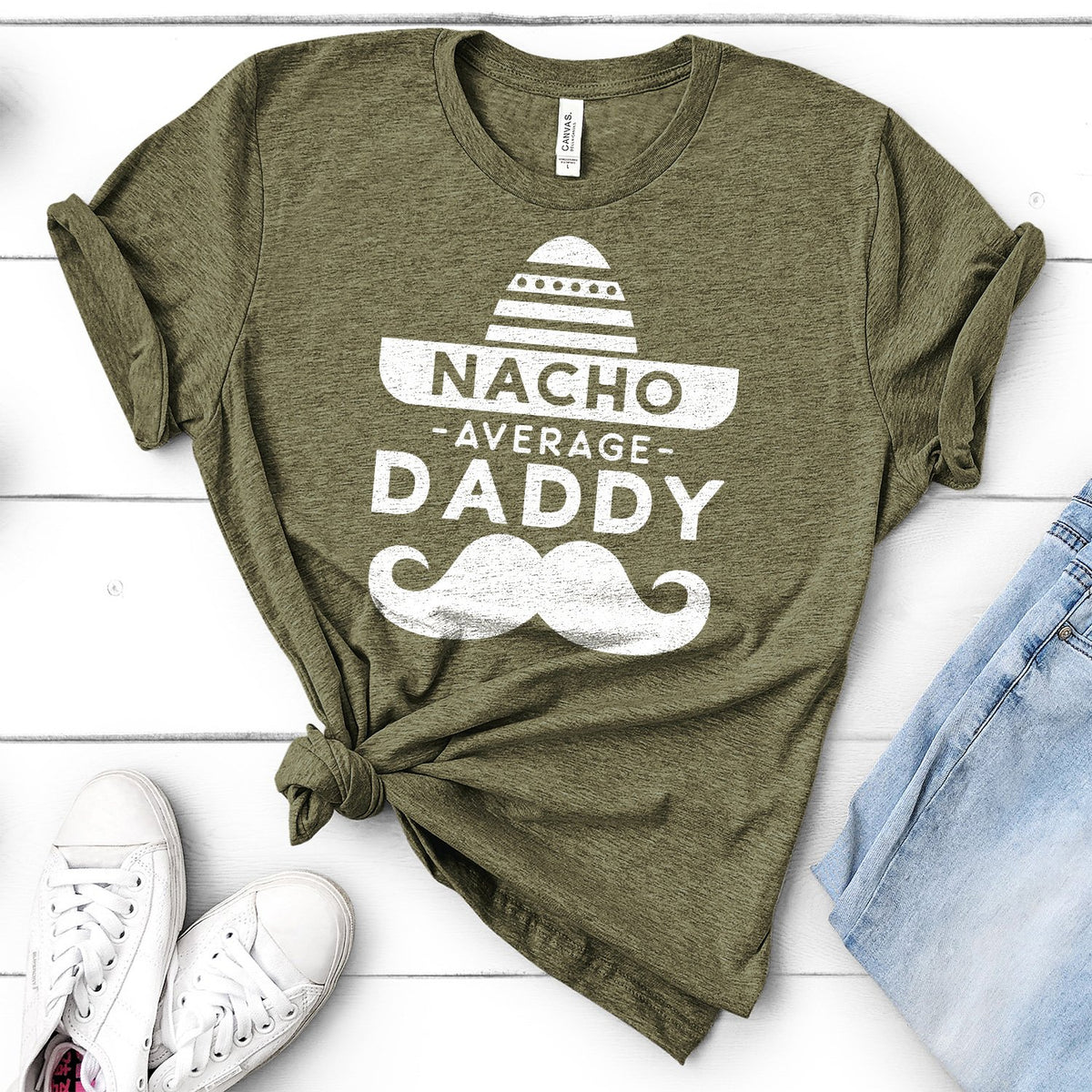 Nacho Average Daddy with Mustache - Short Sleeve Tee Shirt