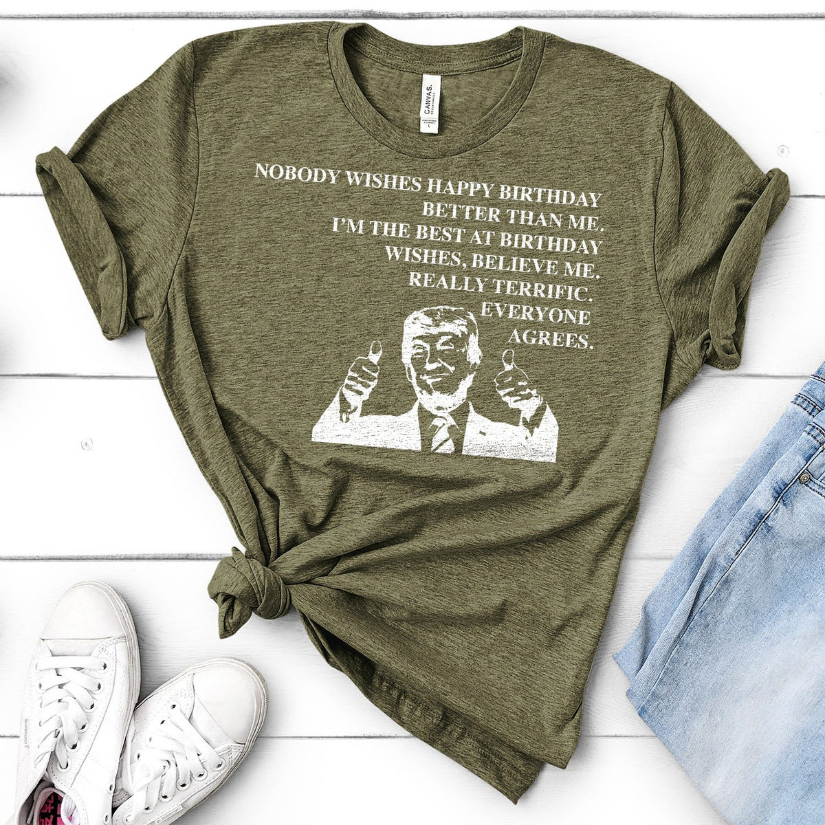 Nobody Wishes Happy Birthday Better Than Me TRUMP - Short Sleeve Tee Shirt
