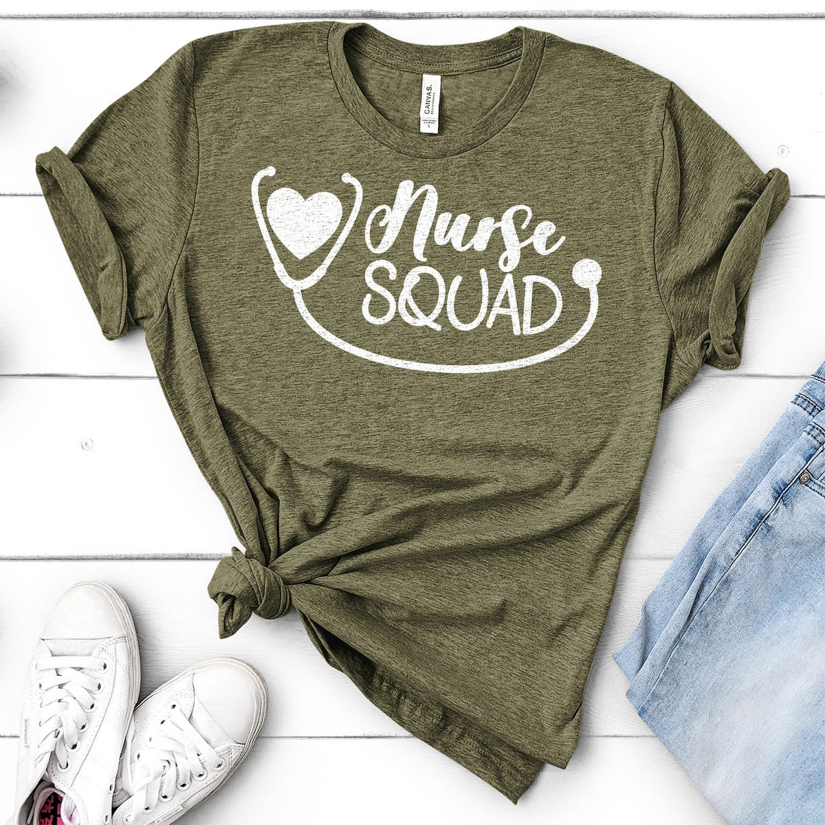 Nurse Squad with Stethoscope - Short Sleeve Tee Shirt