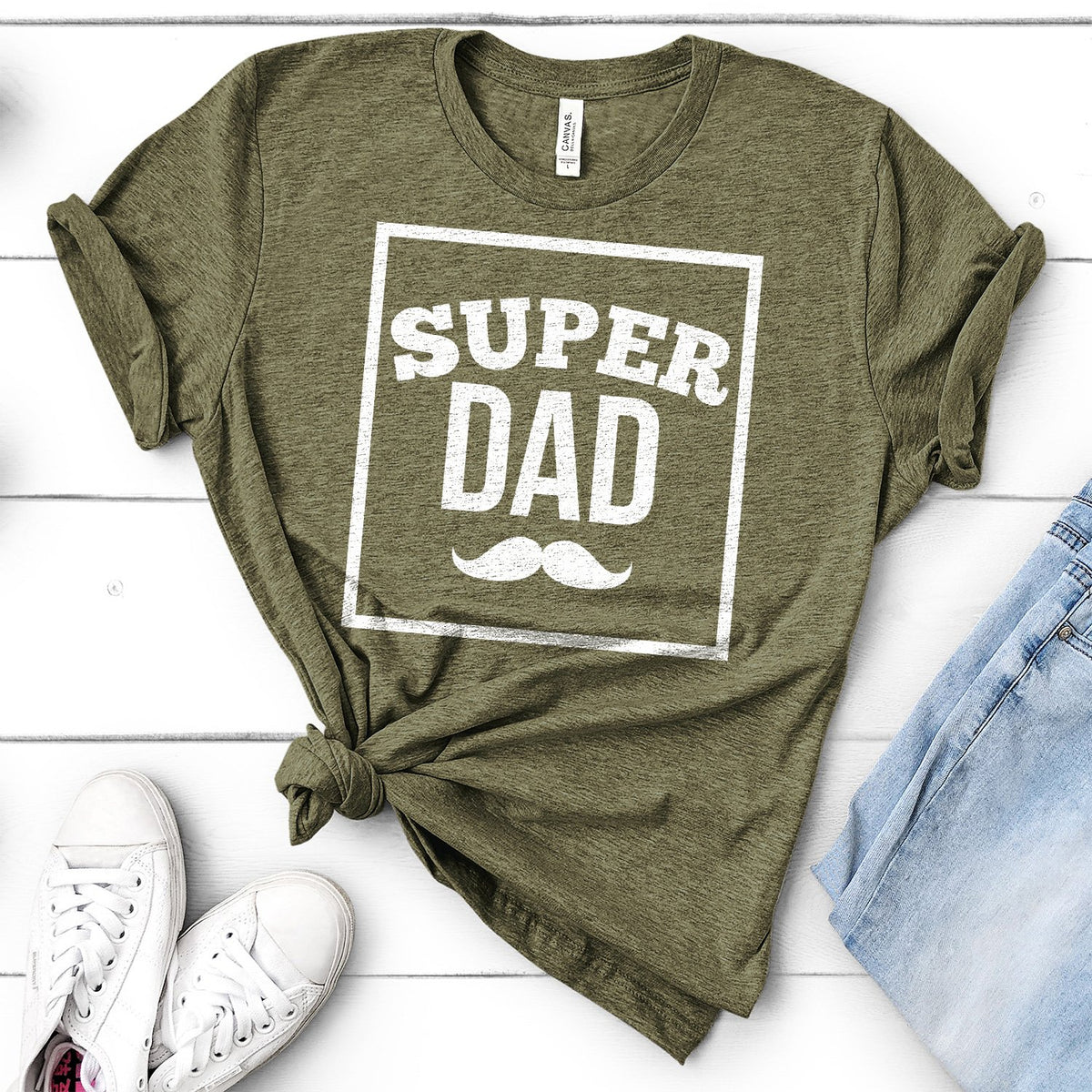 Super Dad Mustache - Short Sleeve Tee Shirt