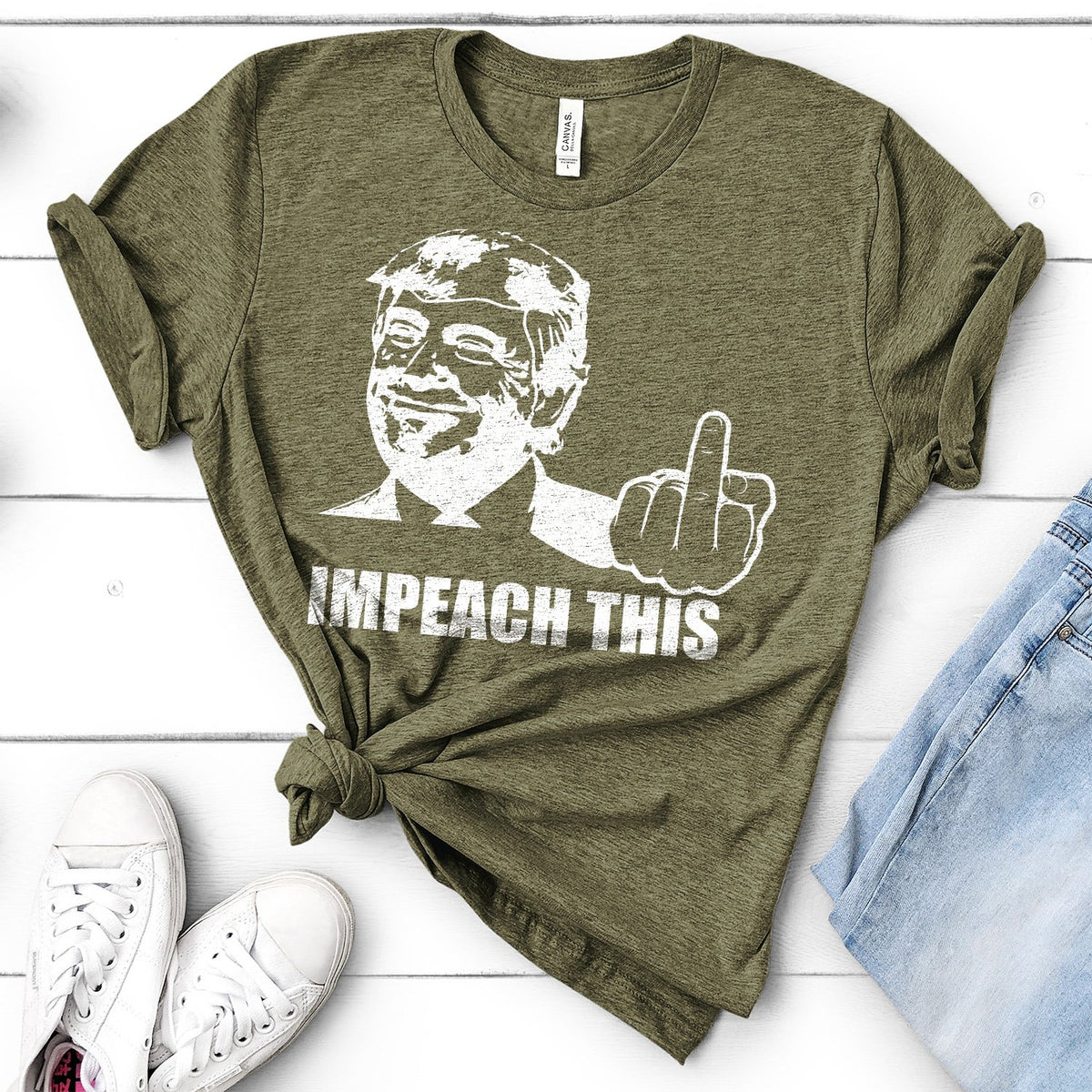 Trump Impeach This Middle Finger - Short Sleeve Tee Shirt