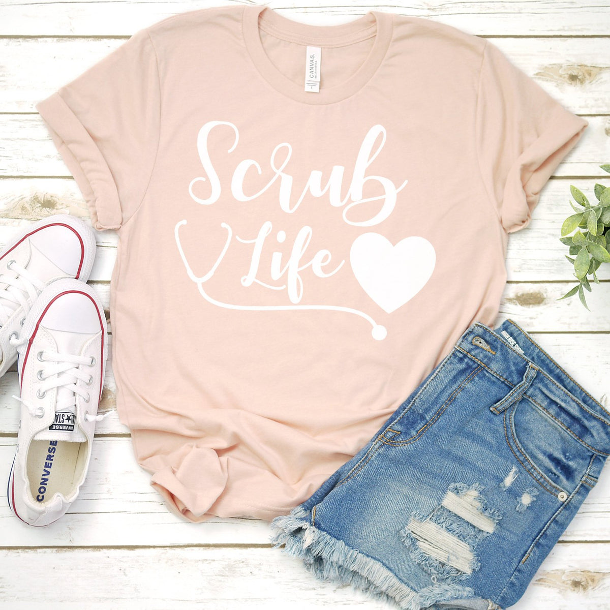 Scrub Life with Stethoscope and Heart - Short Sleeve Tee Shirt