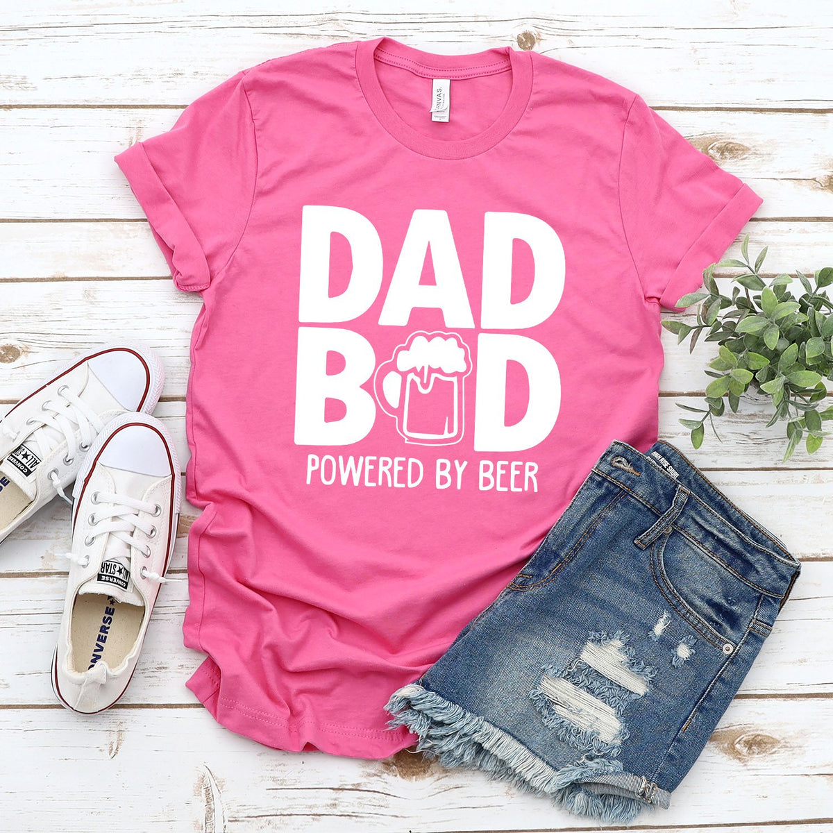 Dad Bod Powered By Beer - Short Sleeve Tee Shirt