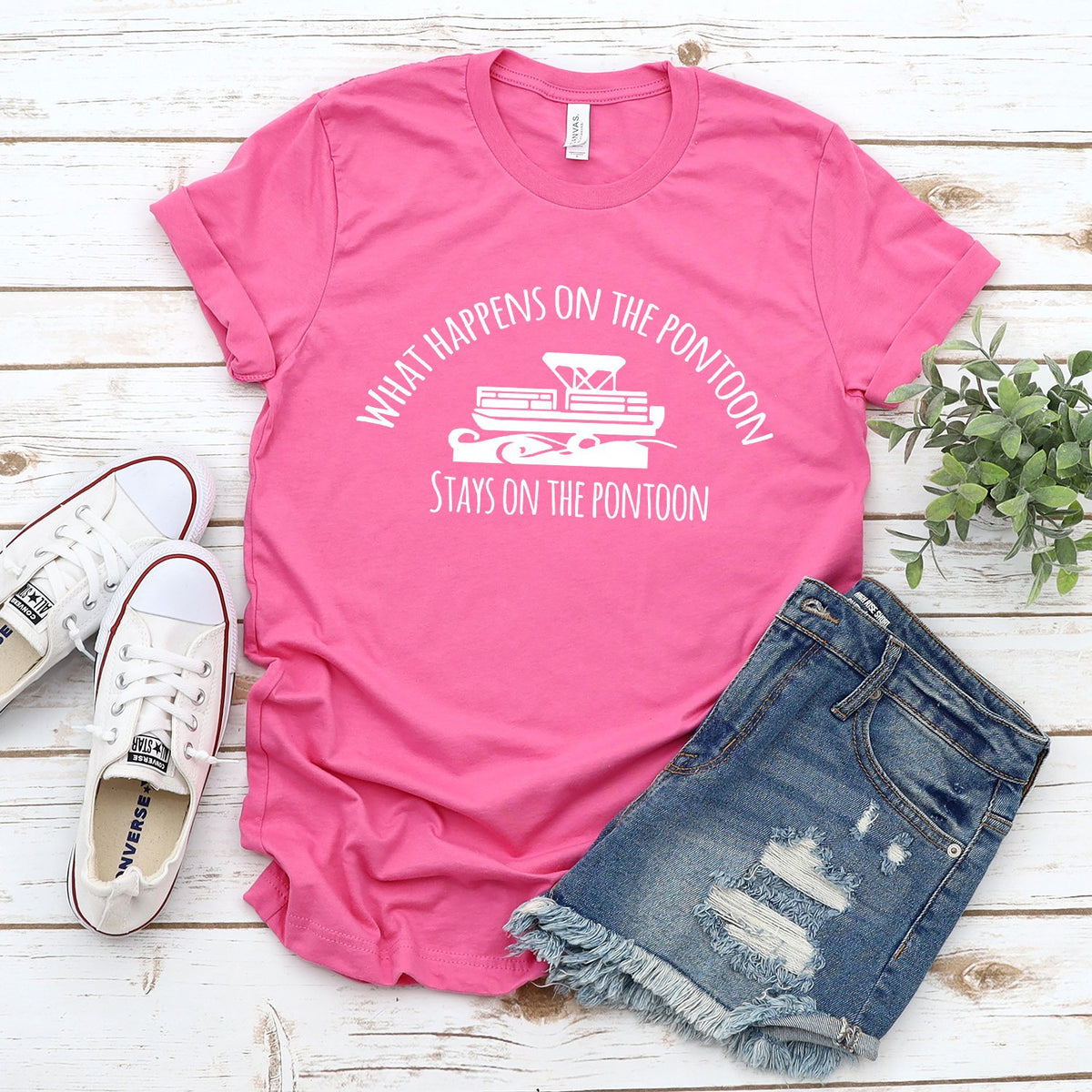 What Happens on the Pontoon Stays on the Pontoon - Short Sleeve Tee Shirt