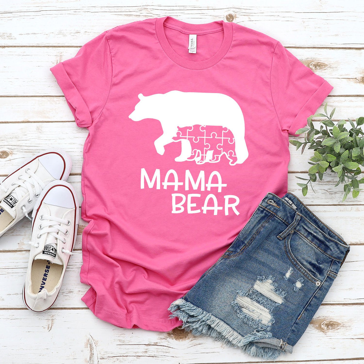 Autism Mama Bear and Cub - Short Sleeve Tee Shirt