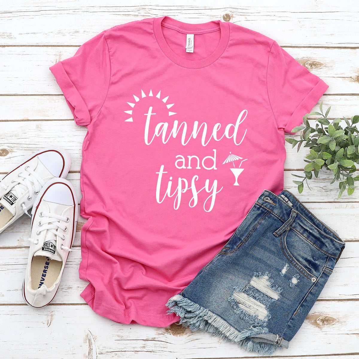 Tanned and Tipsy - Short Sleeve Tee Shirt