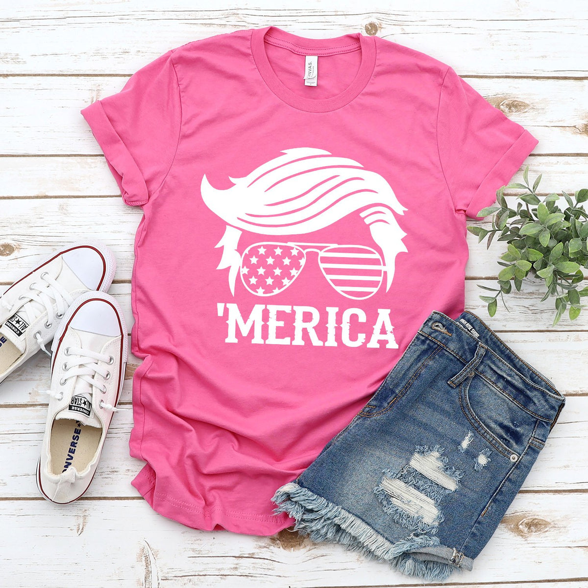 Trump Merica Glasses - Short Sleeve Tee Shirt