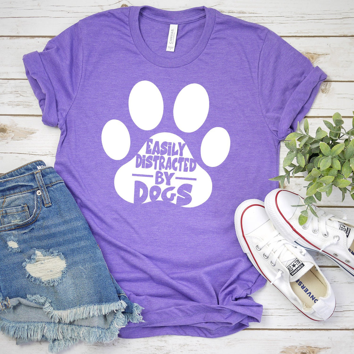 Easily Distracted By Dogs - Short Sleeve Tee Shirt