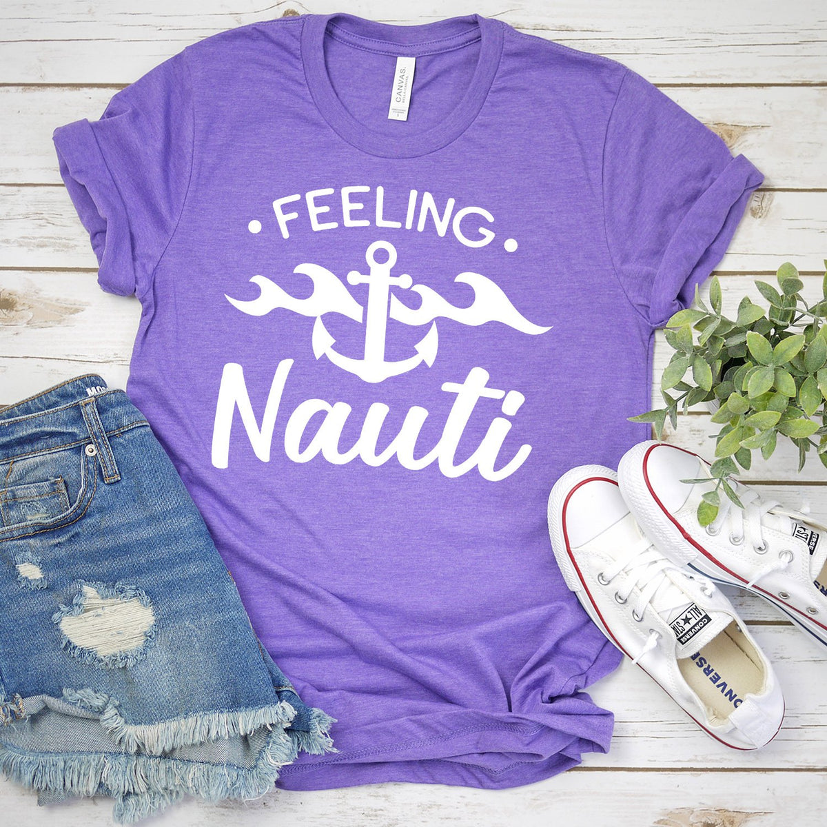 Feeling Nauti with Anchor - Short Sleeve Tee Shirt