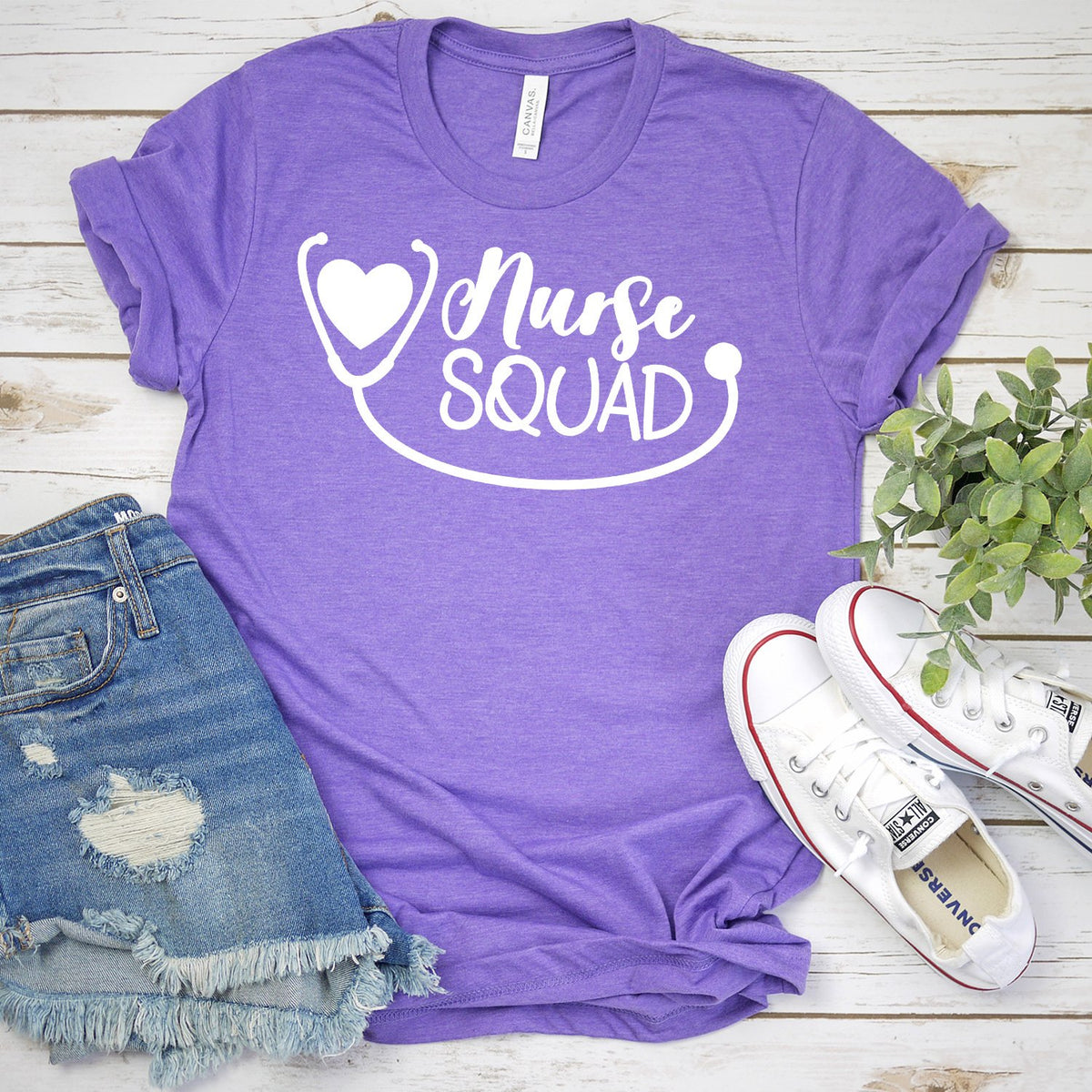 Nurse Squad with Stethoscope - Short Sleeve Tee Shirt