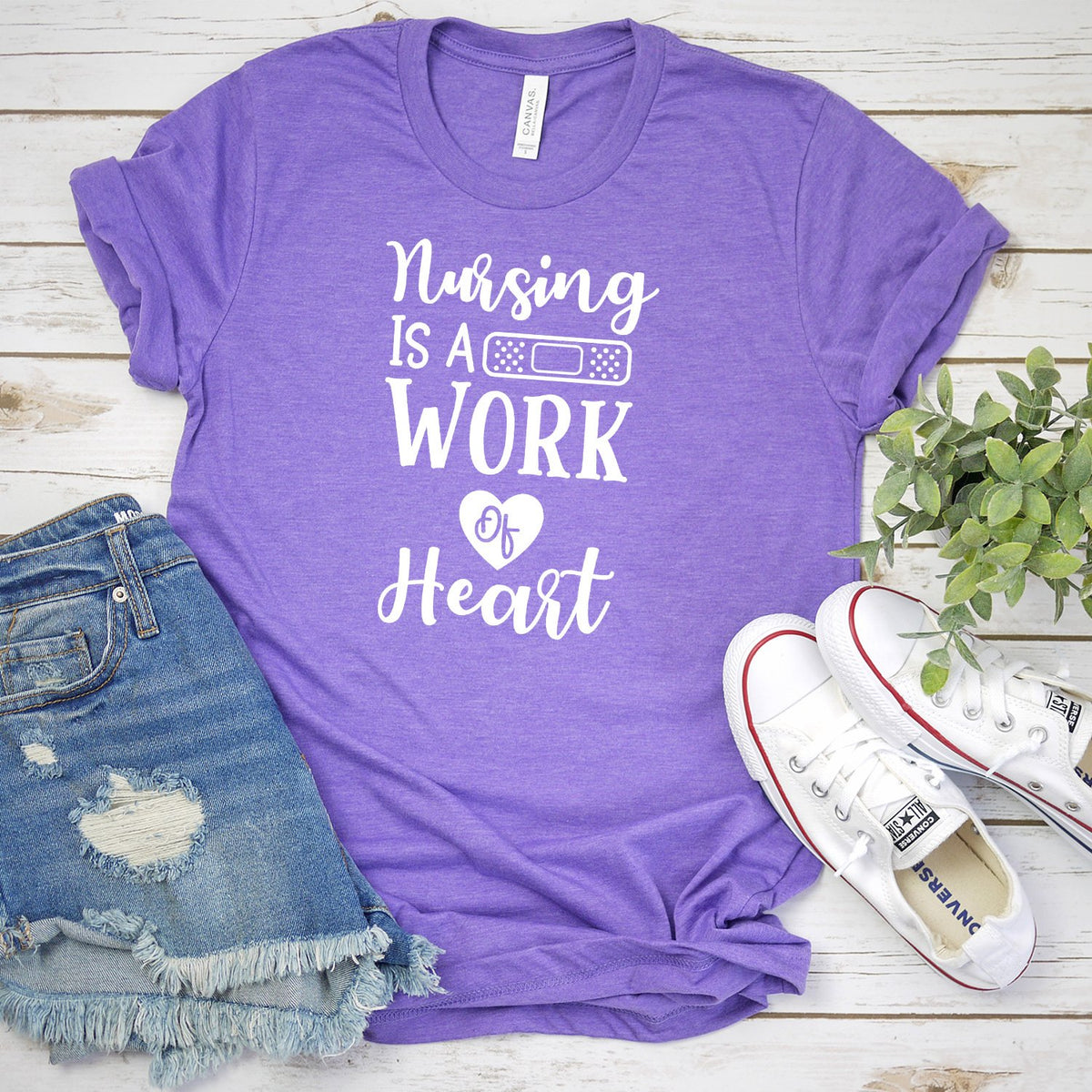 Nursing is A Work of Heart - Short Sleeve Tee Shirt