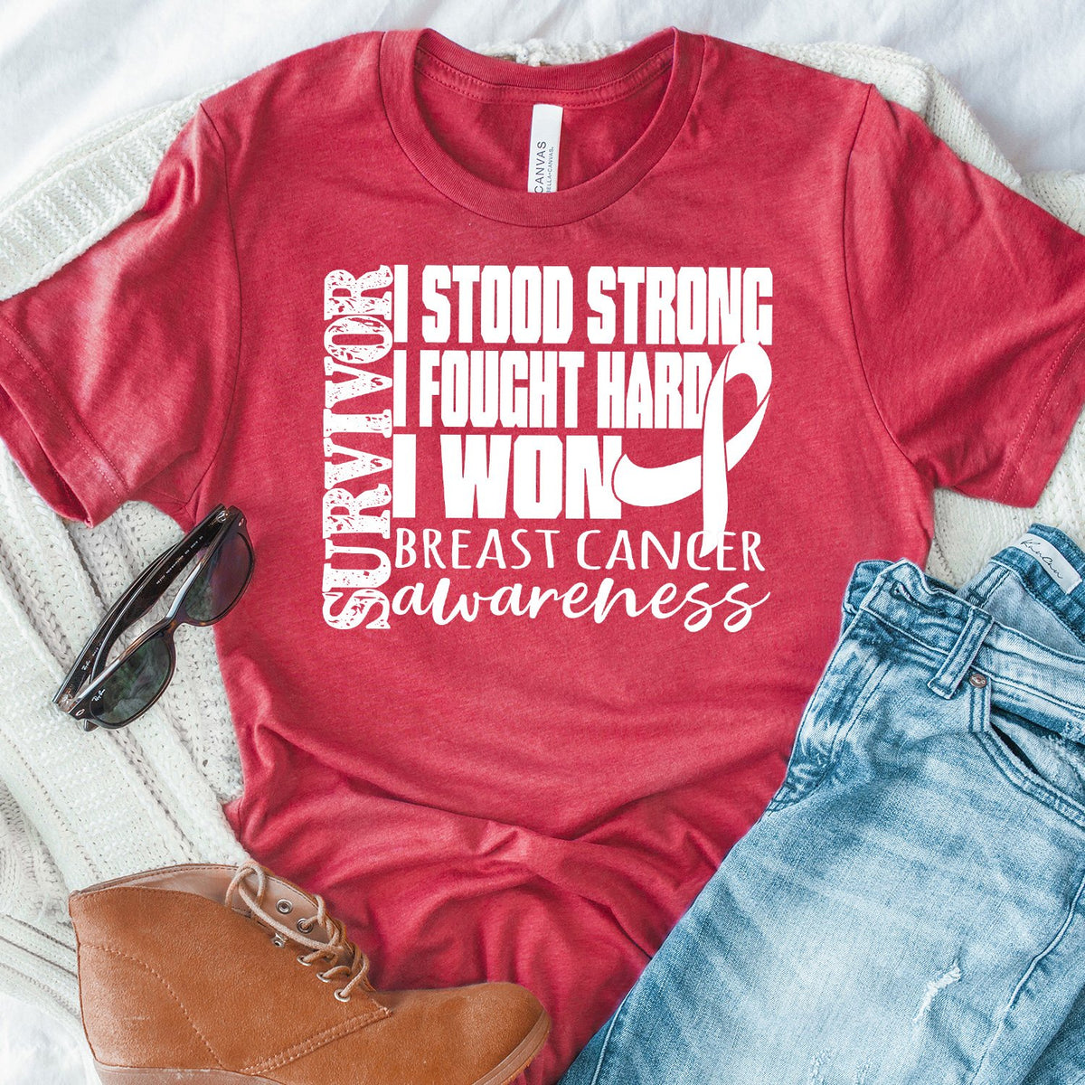 I Stood Strong I Fought Hard I Won - Short Sleeve Tee Shirt